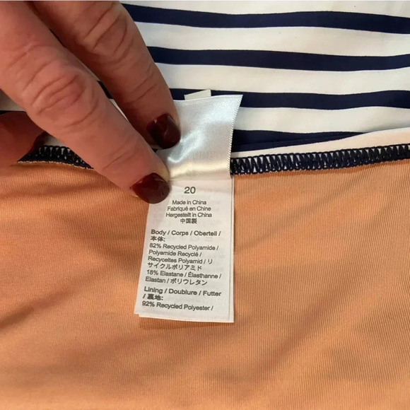 J Crew Halter Wrap Navy &White stripe Swim Dress Swimsuit Size 20 Beach Boat Sun - Picture 8 of 16